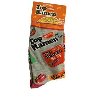 Nissin Top Ramen Print Novelty Crew Socks Men 8-12/ Women 9-14 , Unisex